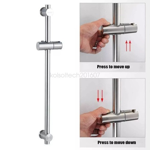 Shower Riser Rail Kit Adjustable Chrome Head Holder Bracket Bathroom Shower Rod - Picture 3 of 13
