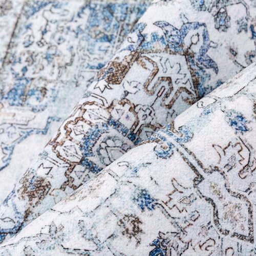 5x7 Area Rugs for Living Room Vintage Washable Rugs Boho 5'x7' Light Blue - Picture 8 of 8