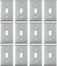 12Pack 1 Gang Toggle Switch Wall Plate, Steel Finish, Single Light Switch Cover