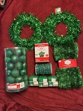 9 Pc Holiday Green Lights, Shamrock Garland, 15  Tinsel, 2 Wreaths  Ornaments