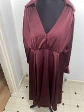 Zara Burgundy Satin Dress Size XL. New Without Tags