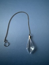 Clear Faceted Crystal On Silver Tone Chain For Hanging