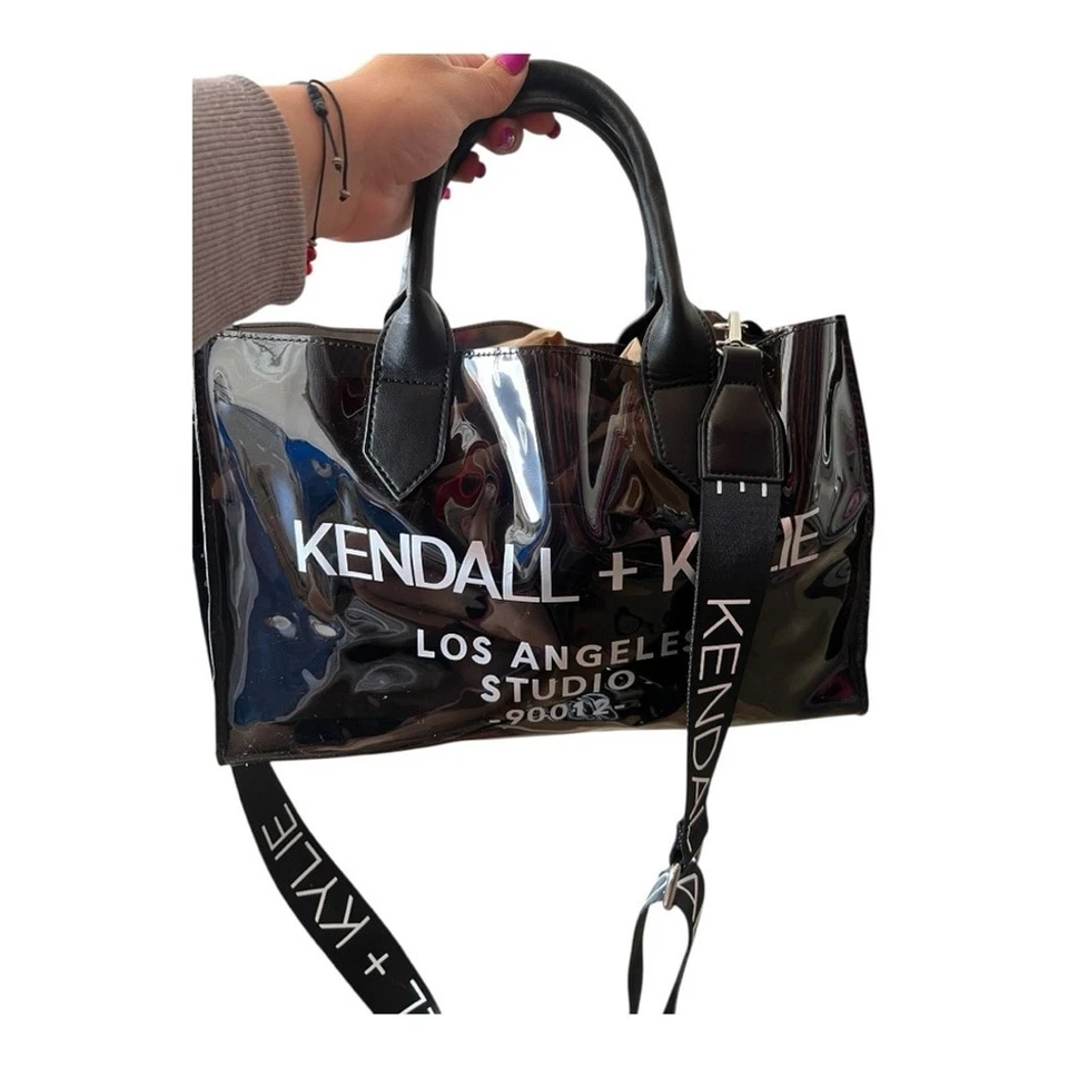 Kendall & Kylie Glossy Logo Black Tote with Pouch - Image 2 of 4