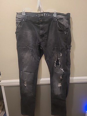 RAW X Mens Dark Wash Skinny 40x32 Ripped Jeans Grunge Y2K