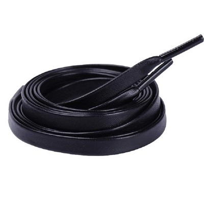 One Pair Flat PU Leather Laces Shoelaces for Shoes Sneaker Boot Black 51''