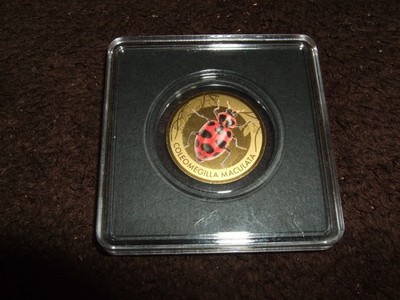 Tschad, 3000 Francs, 1/500 oz Gold, ''Rosa gefleckter Marienkäfer'', farbig.