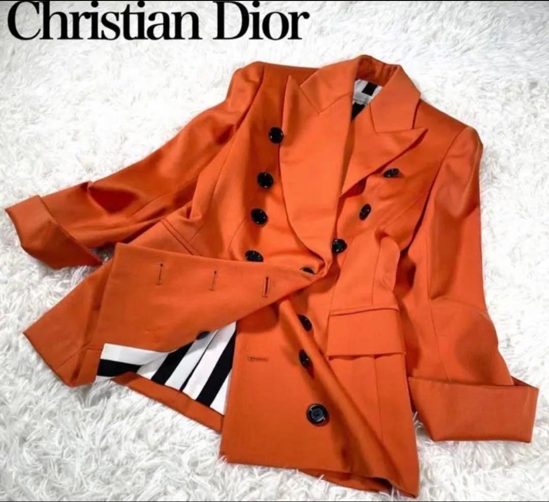Christian Dior Double Breasted Jacket Size 38 Orange Classic Design