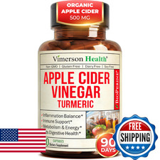 Organic Apple Cider Vinegar with Turmeric Curcumin Supplement Ginger for Diges