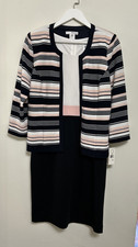 NWT  Studio One 2 Piece Dress Women’s 10 Navy, Blush, White Stretch Career