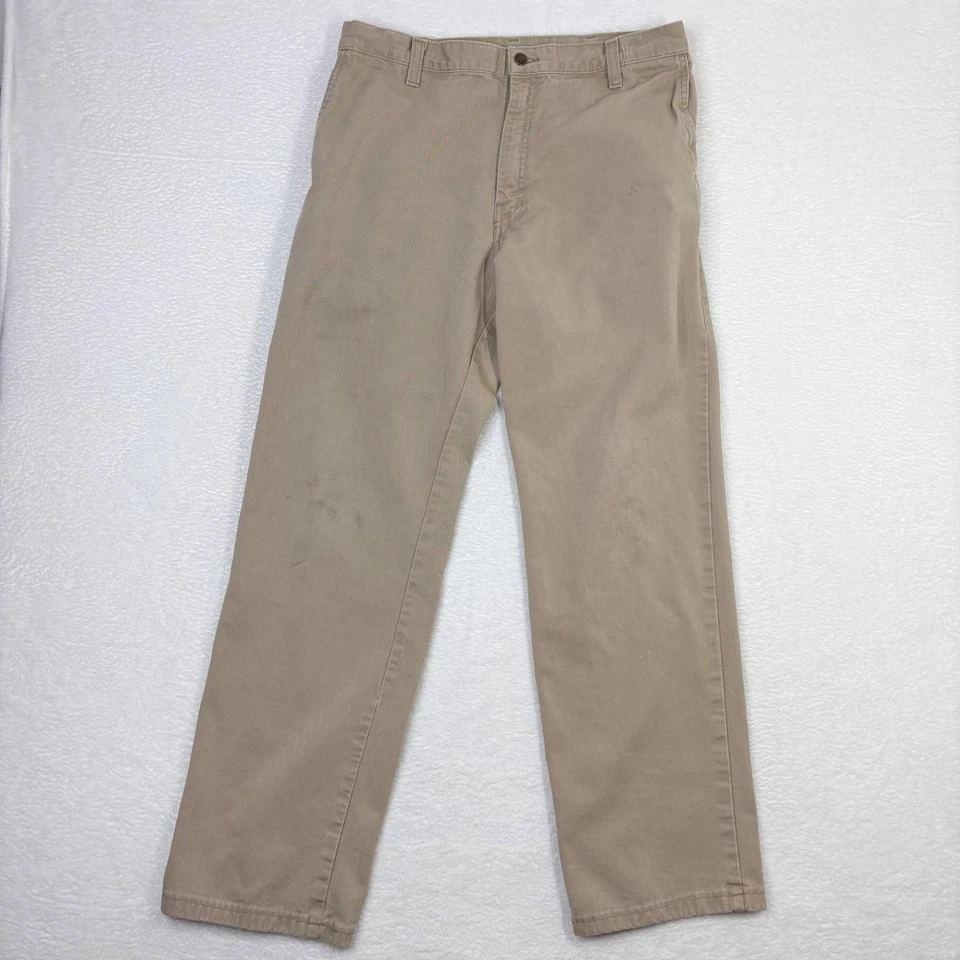 Pantalones de trabajo Dickies FR caqui resistentes al fuego para hombre 34x32 USADOS algodón mezcla de nailon Foto 2 de 4
