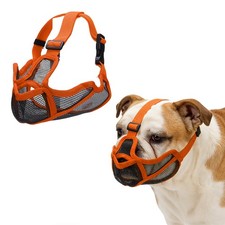 Short Snout Dog Muzzles Adjustable Mouth Cover for Dogs  XS, Orange 