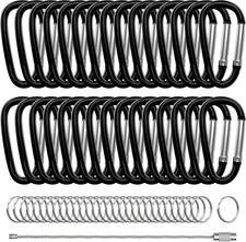 30PCS Aluminum Carabiner Clips, 2 D Shape Spr...