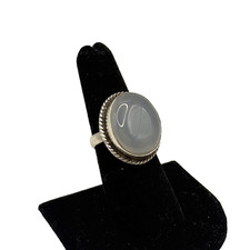 Vintage Gray Cabochon Moonstone Ring 925 Sterling Silver Size 7 Filigree 9.4gram