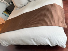 ANN GISH 100% SEDA MARRÓN CHOCOLATE ACOLCHADO CUADRADOS COBERTOR-TALLA REINA 92x94-NUEVO