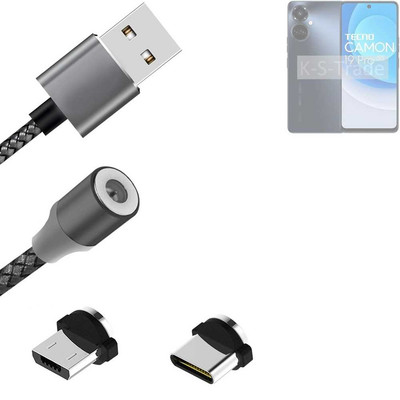 Daten-Lade-Kabel für Tecno Camon 19 Pro 5G mit USB-Typ C und Micro-USB-Adapter