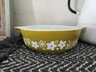 PYREX Crazy Daisy Green 1 pt Casserole Dish 471 No Lid Vintage Spring Blossom