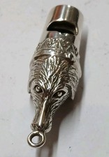 ANTIQUE HM STERLING SILVER NOVELTY CHATELAINE WHISTLE DOG FOB SPORT ANIMAL HOUND