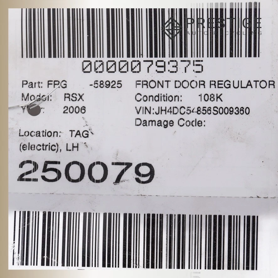 Regulador de ventana de puerta ACURA RSX 2002-2006 con motor delantero izquierdo 72250-S6M-A02 Foto 4 de 4