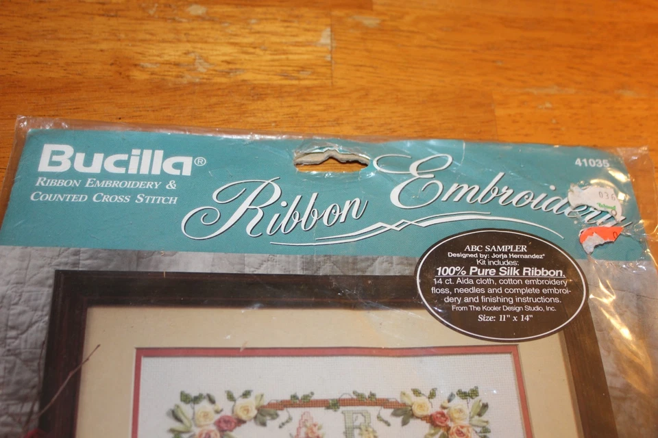 Bucilla Counted Cross Stitch & Ribbon Embroidery Kit ABC Sampler 1994 New Sealed - Image 4 of 4