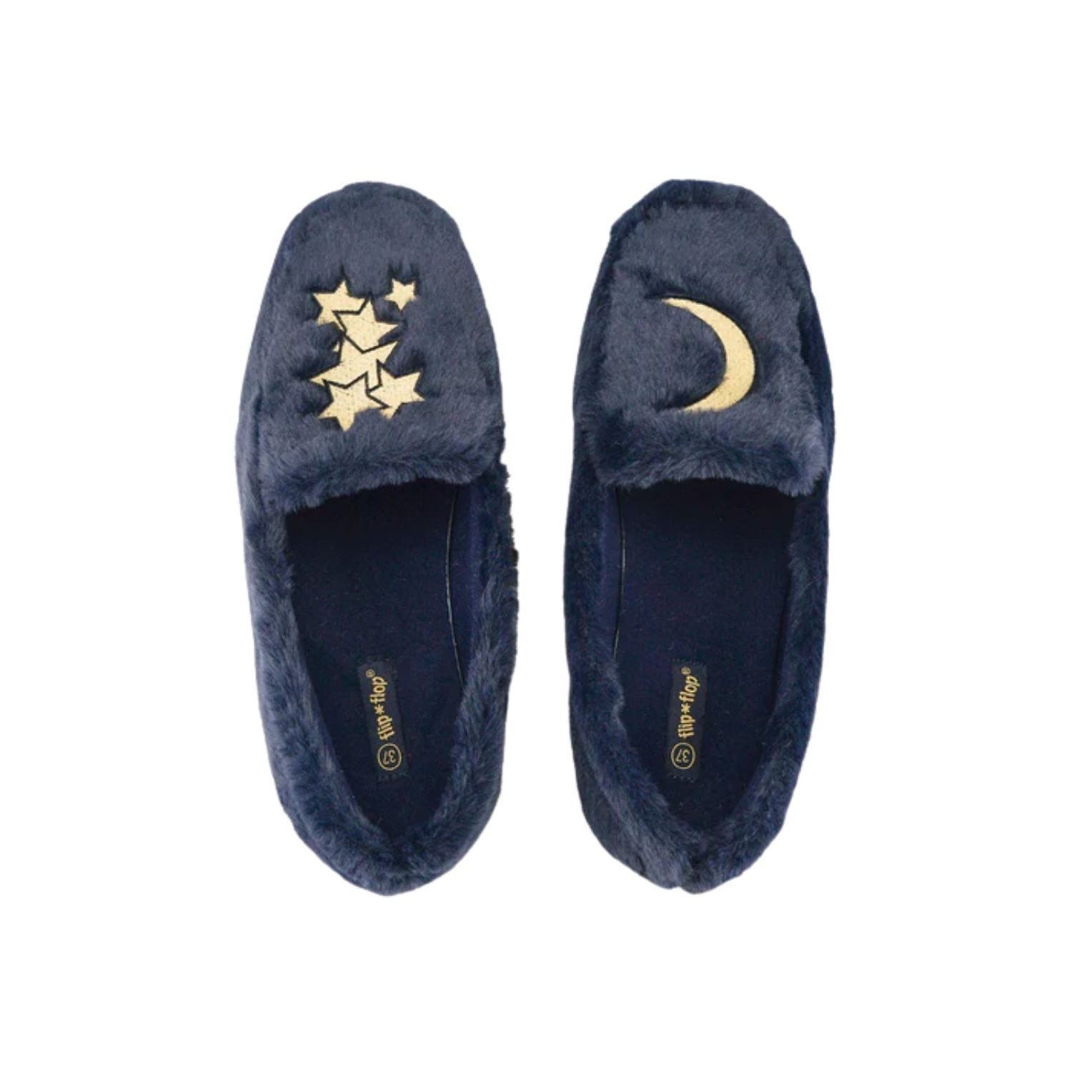 Damen Flip Flop Lola bequeme Mokassins marineblau Fellpantoffeln 40 9390₽