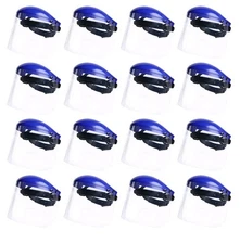 Safety Headgear with Clear Polycarbonate Face Shield, Blue (Pack of 16)