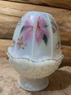 Fenton*IRIDESCENT POINSETTIA/BERRIES  FAIRY LIGHT  Hand Painted & Signed,