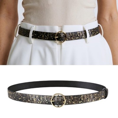 Women Waist Belt With Snakeskin Texture PU Leather Waiststrap for Office Lady