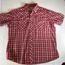 Wrangler Men's Western Shirt XL Red/White/Blue Plaid Short Sleeve Pearl Snap