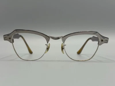 Vintage B & L Bausch & Lomb 1/10 12K GF White Gold Filled Cat Eye Eyeglasses - Image 1 of 4