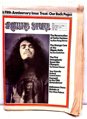 Rolling Stone #123 Dec 7 1972 Carlos Santana Stewart Brand Vintage Newspaper