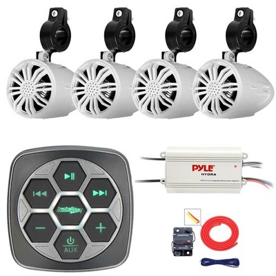 Metra Boat 3-Zone Bluetooth Controller, 4x 2.25 ' 10W Off-Road Speaker, Amp, Kit