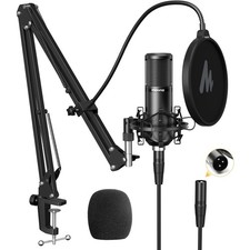 XLR Condenser Microphone, Professional Cardioid Studio Mic with Boom Arm, Pop...