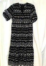 Ann Taylor ~ BLACK &FLORAL TULIP Dress~ FLOWING Tiered ~ size M