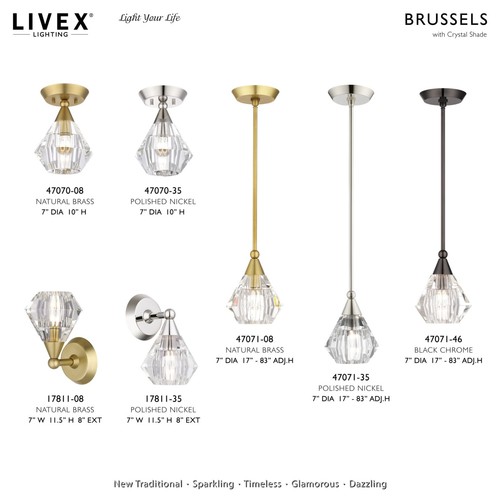Livex Lighting 17811 Brussels 12" Tall Bathroom Sconce - Brass - Picture 9 of 12
