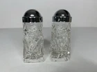 Anchor Hocking Early American Salt & Pepper Pres Cut Glass Star David Vintage