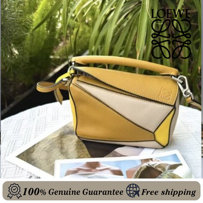 Loewe Puzzle bag in two-tone Ochre Yellow and Light Beige classic calfskin auth