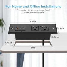 Recessed Power Strip with 45W USB-C Ports Fast Charging USB a Port Desk Outlet