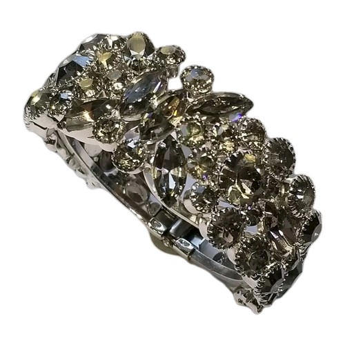 Brazalete abrazadera vintage Juliana D&E gris ahumado estrás tono plata - Imagen 5 de 10