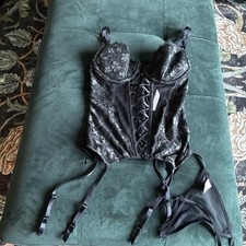 Victoria s secret Lace Bustier Corset with Garter Straps - Black