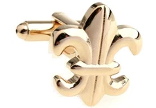 Fleur De Lis Cufflinks, Pair, Presentation Gift Box, Polishing Cloth, Mens