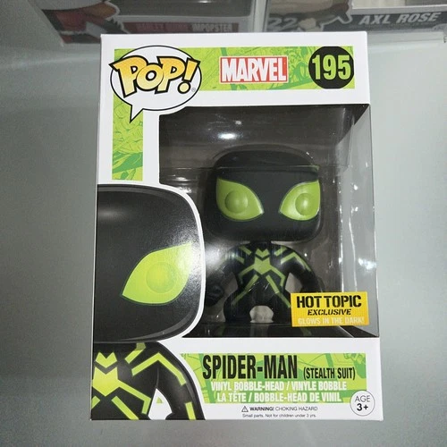 Funko Pop! Marvel #195 Spider-Man Stealth Suit Hot Topic Exclusive GITD GLOW