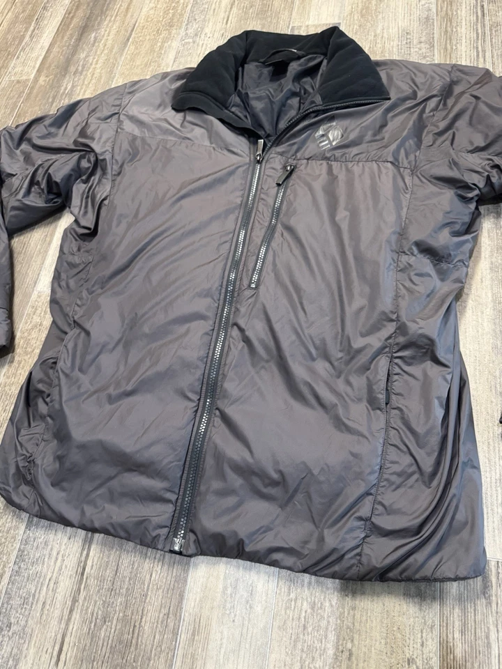 CHAQUETA ABRIGO NEGRO DIAMANTE PARA HOMBRE GRANDE PRIMALOFT AISLANTE CREMALLERA GRIS CLARO NAILON Foto 2 de 4