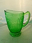 Vintage Green Depression Glass Uranium " Cherry Blossom " Pitcher