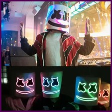 Halloween LED DJ Mask Lifelike Marshmello Mask Breathable Helmet Mask Durable