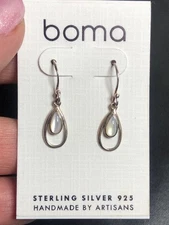 9678 Boma Sterling Silver 925 Teardrop Earrings Mother of pearl Drops Handmade