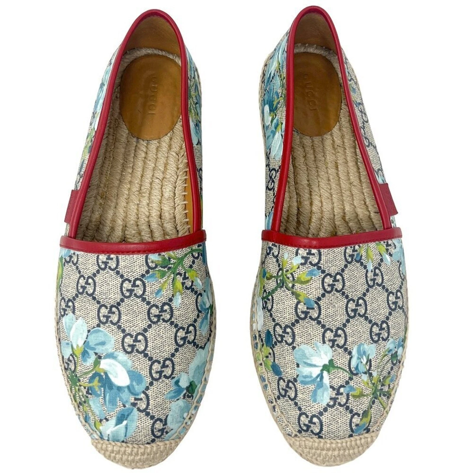 Espadrilles plates Gucci fleur bleu suprême logo monogramme imprimé floral