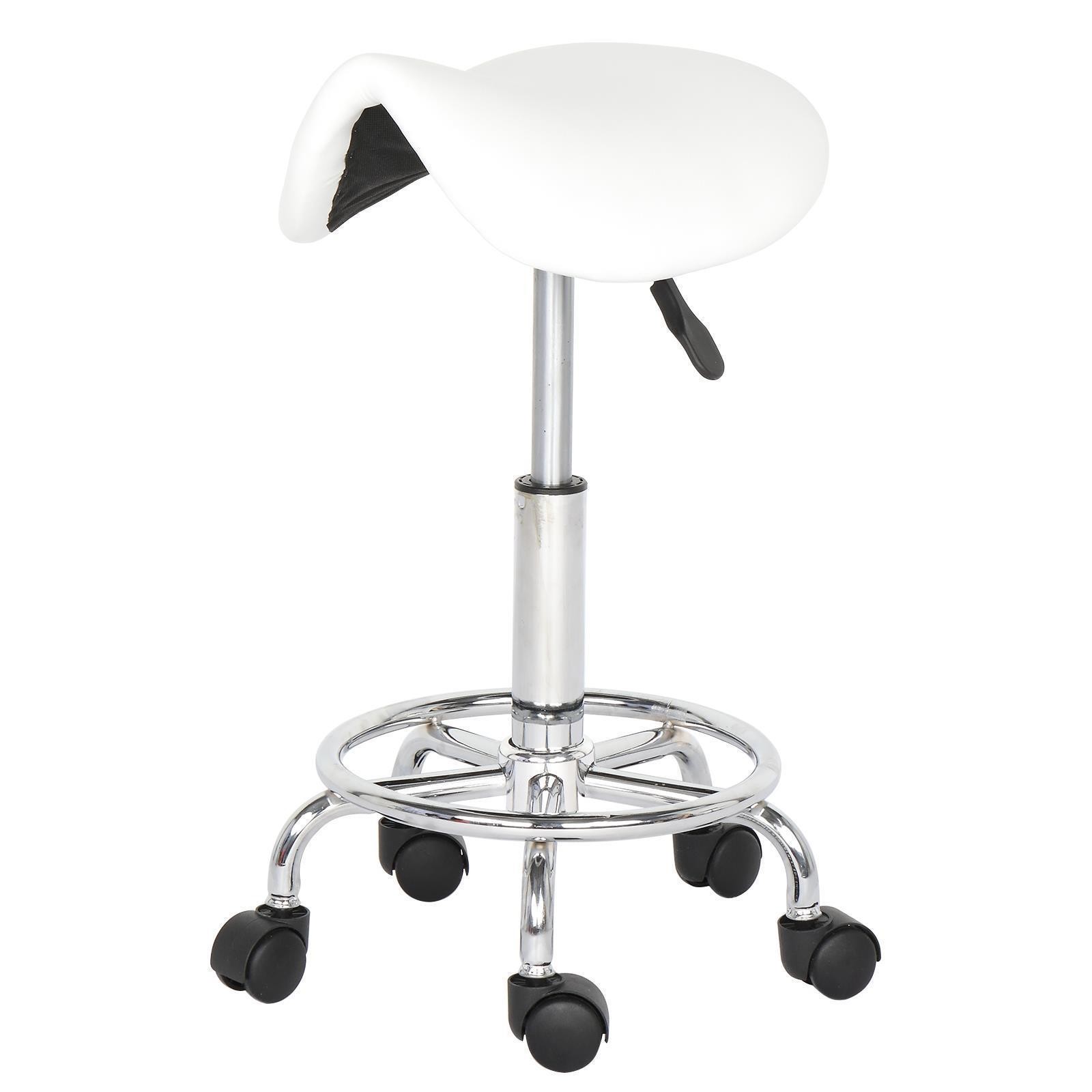 Saddle Rolling Stool Chair PU Leather Height Adjustable Salon Stool Swivel Chair