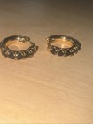 Gold Tone Small Huggie Hoop With Five Dark Stones