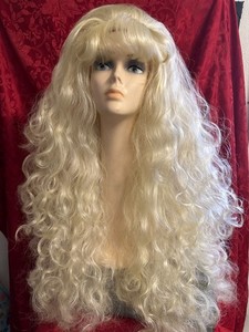 VEGAS GIRL CLOSEOUT    WHITE BLONDE LONGEST CURLS   WIGS