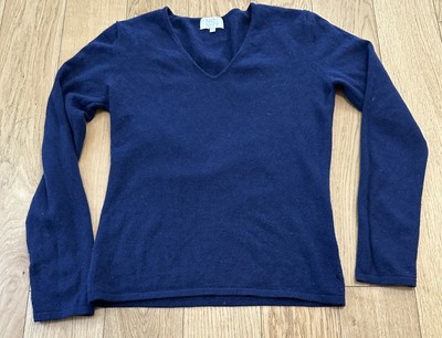 Not Shy Kaschmir Pullover Damen Gr.M-L  V-Ausschnitt Tailliert Fein Blau